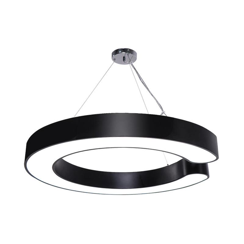 19.5"/23.5"/31.5" Wide C Shape Hanging Lighting Minimalist Metal Led White/Black Ceiling Pendant Lamp in White/Warm/Natural Light