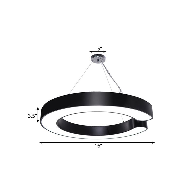 19,5 "/23.5" /31,5 "De large C Forme suspendue Éclairage Métalliste LED minimaliste Blanc / Plafond noir de plafond en blanc / chaud / naturel Light