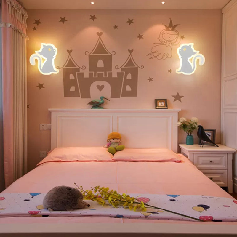 Mooie dieren slanke wandwandcrème Acryl Wit LED -wandlicht voor de kleuterschool van de verpleegkamer