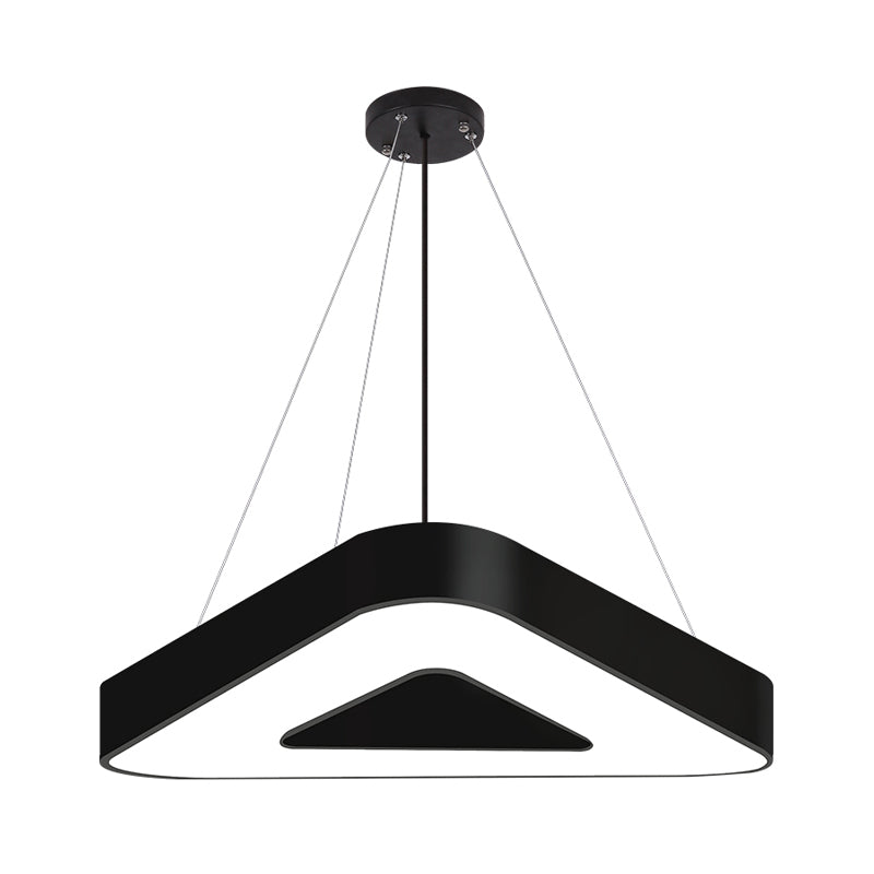 18"/23.5"/31.5" Wide Triangle Pendant Lamp Metal Led White/Black Hanging Ceiling Light for Office in White Light