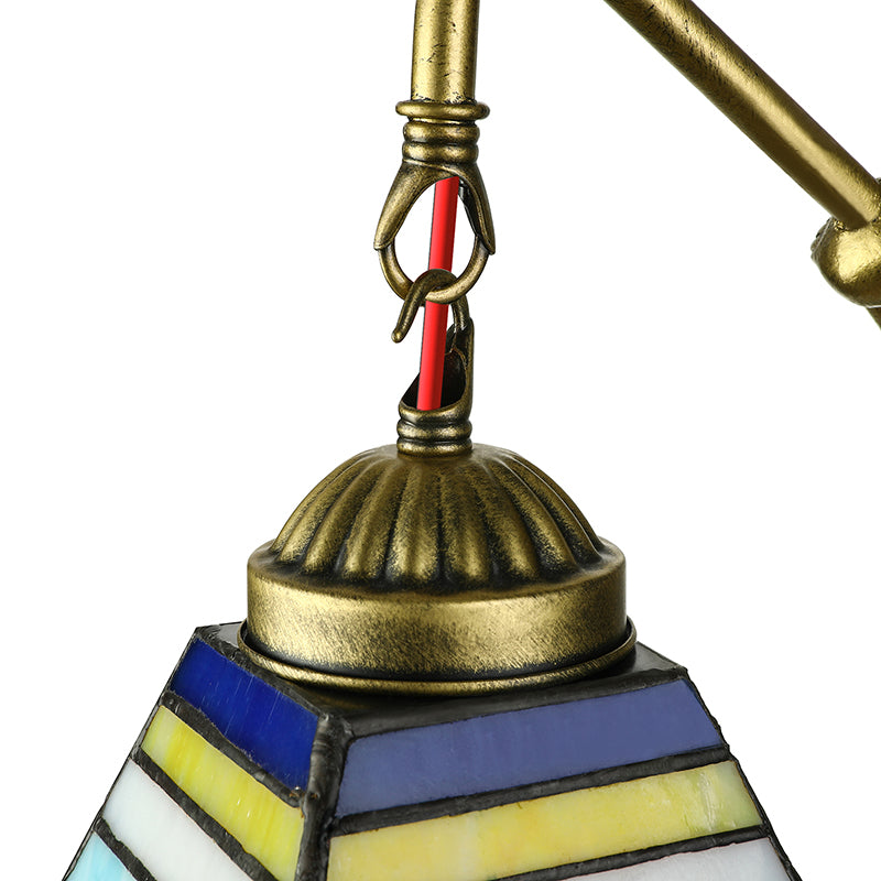 Orange Pyramid Wall Mounted Light Tiffany 1 Head Stained Glass Sconce Light Fixture