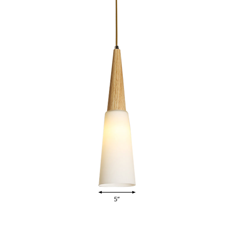 Opal Glass Slim Cone Hanging Light Corridor Simple Style Pendant Lamp in White