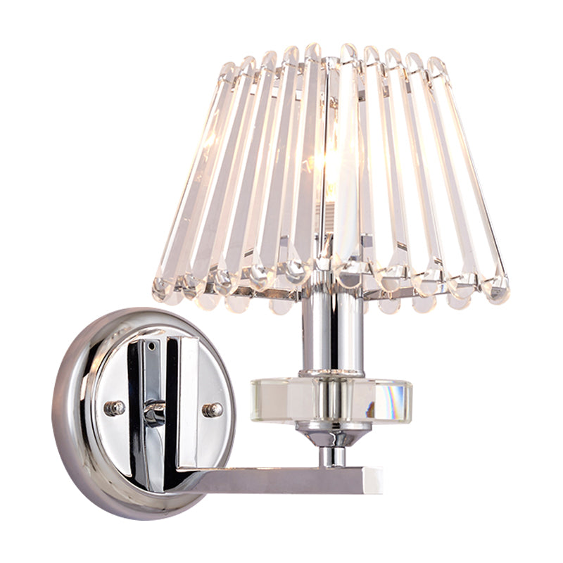 Pyramid Clear Crystal Wall Lighting Modern Stylish 1 Light Chrome Finish Wall Mount Light for Living Room
