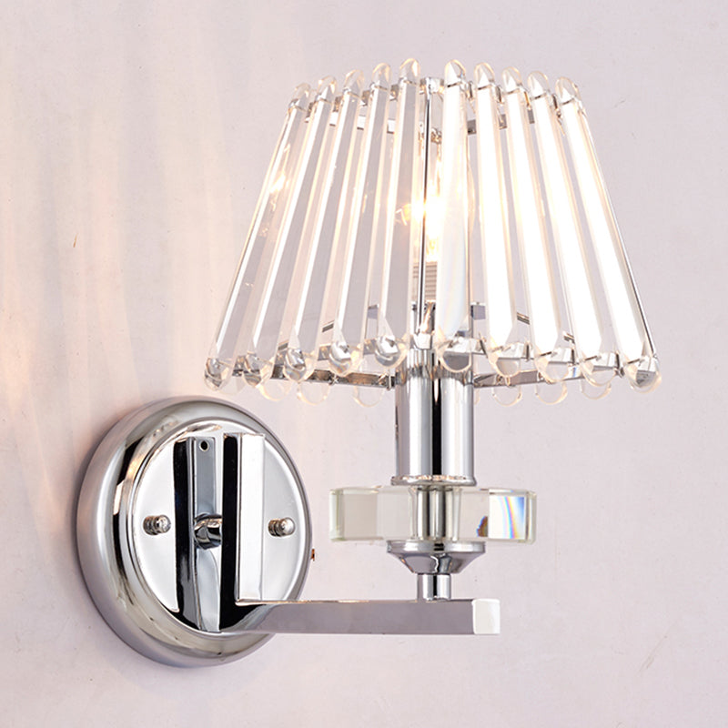 Pyramid Clear Crystal Wall Lighting Modern Stylish 1 Light Chrome Finish Wall Mount Light for Living Room