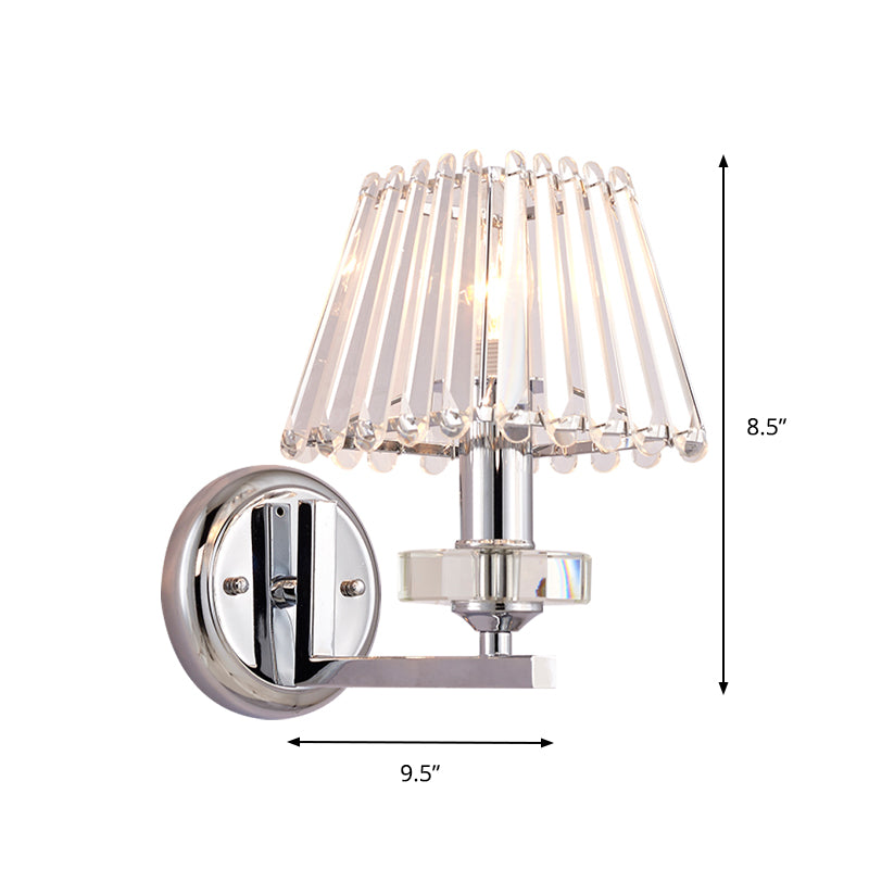 Pyramid Clear Crystal Wall Lighting Modern Stylish 1 Light Chrome Finish Wall Mount Light for Living Room