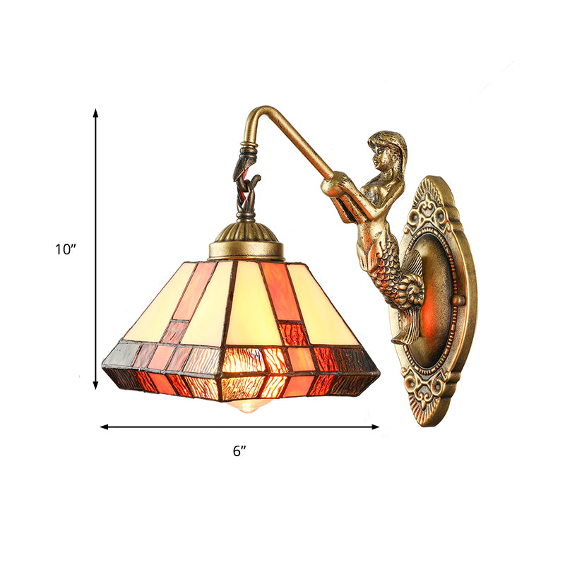 1 Head Wall Mounted Light Tiffany Diamond Orange Stained Glass Sconce Light Fixture