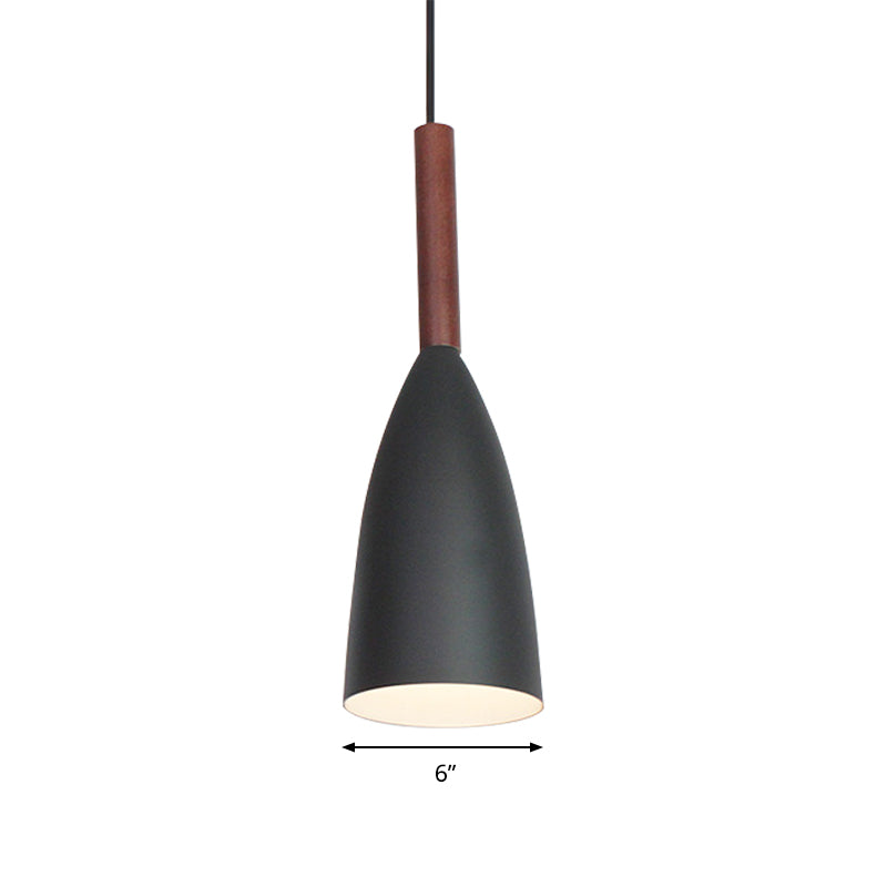 One Bulb Curved Cone Pendant Lamp Modern Stylish Metallic Hanging Light for Restaurant