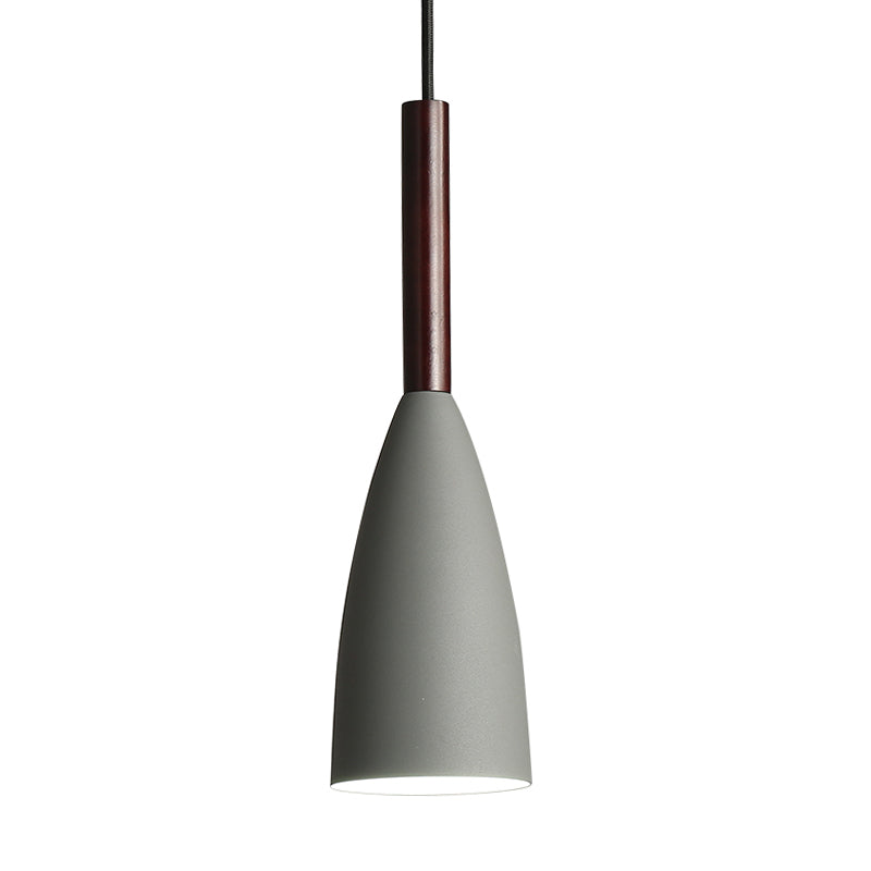 One Bulb Curved Cone Pendant Lamp Modern Stylish Metallic Hanging Light for Restaurant