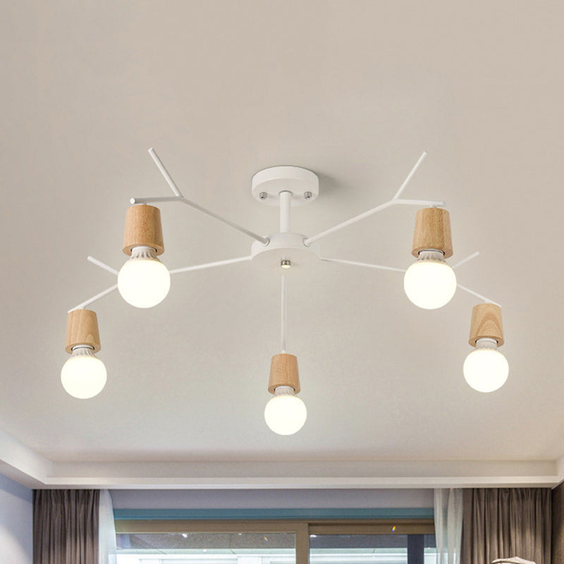 Branch Shape Living Room Chandelier Metal Multi Heads Nordic Stylish Pendant Light