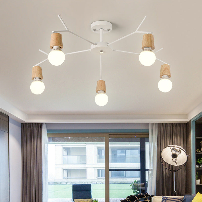 Branch Shape Living Room Chandelier Metal Multi Heads Nordic Stylish Pendant Light