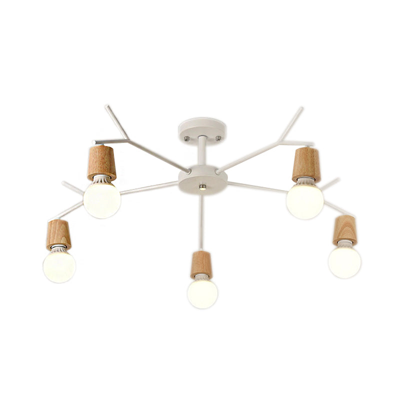 Branch Shape Living Room Chandelier Metal Multi Heads Nordic Stylish Pendant Light