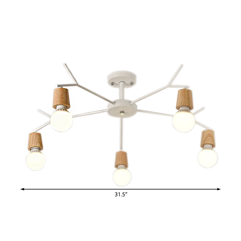 Branch Shape Living Room Chandelier Metal Multi Heads Nordic Stylish Pendant Light