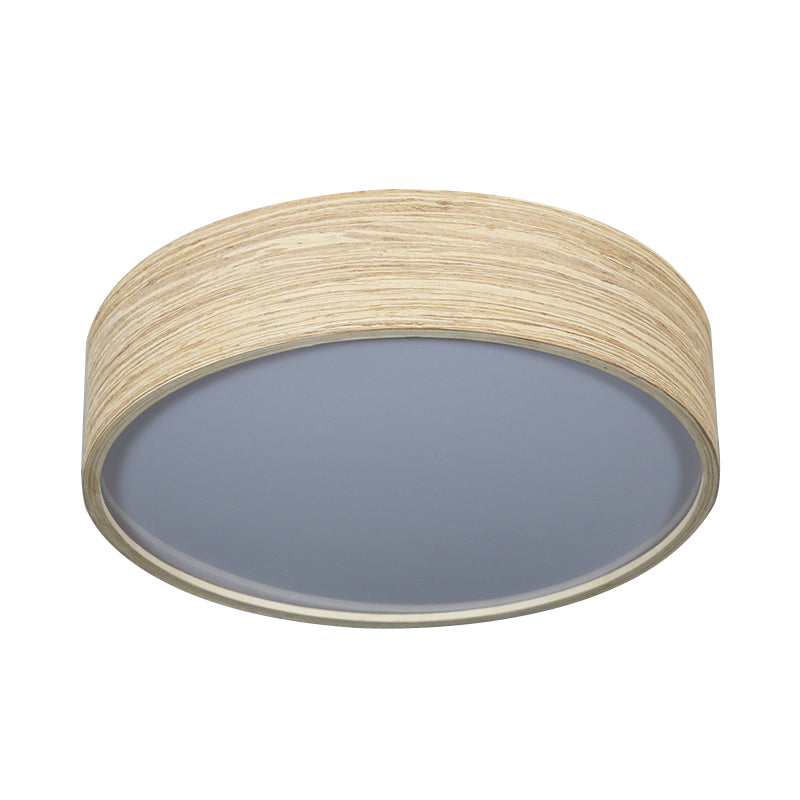 LED Dining Room Flushmount Lighting con Round Bamboo Shade Modern Wood Massimale Lampada a Warm / White Light, 10 "/14" W