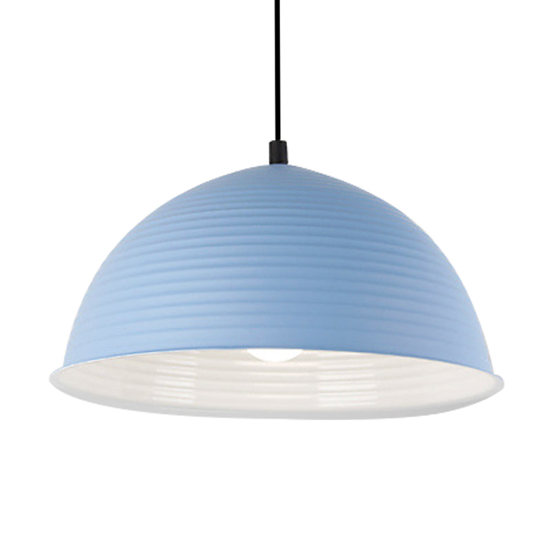 Cafe Store Ridged gewölbter Anhänger Leichtes Aluminium 12 "/16" W 1 Light Nordic Style Suspension Lampe in Blau/Grün/Gelb