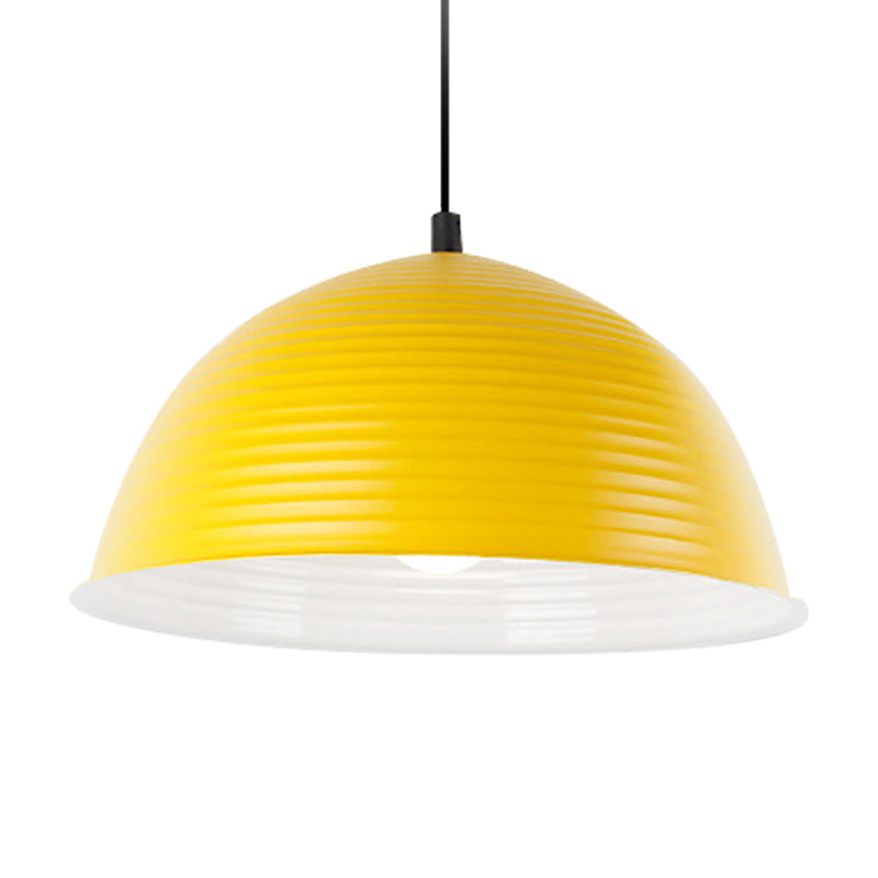 Café Store Ridged Doured Pendse Light Aluminum 12 "/16" W 1 Lámpara de suspensión de estilo nórdico de luz en azul/verde/amarillo