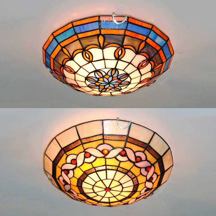 Lampada da soffitto a incasso in vetro colorato barocco blu/giallo per soggiorno
