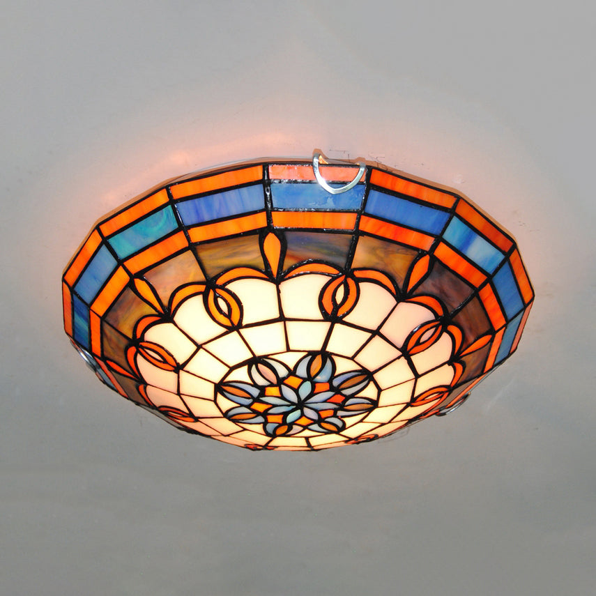 Lampada da soffitto a incasso in vetro colorato barocco blu/giallo per soggiorno
