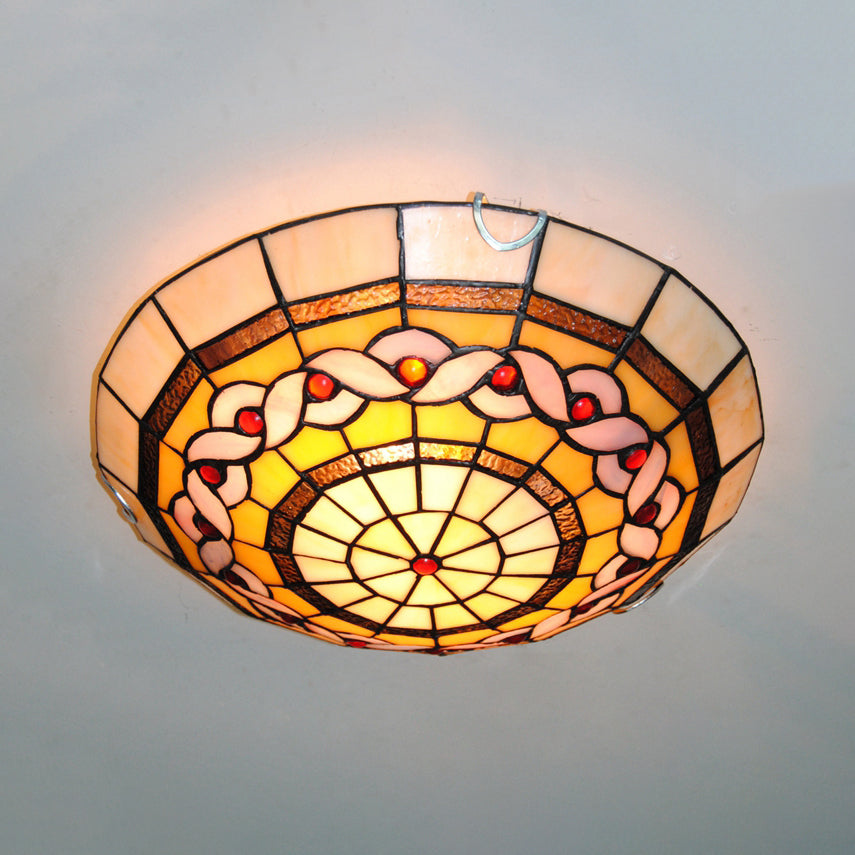 Lampada da soffitto a incasso in vetro colorato barocco blu/giallo per soggiorno
