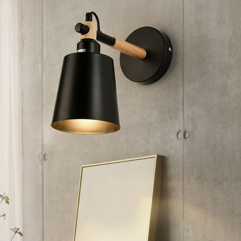 Monochrome Bucket Wall Light One Head Nordic Style Metal Sconce Light for Restaurant