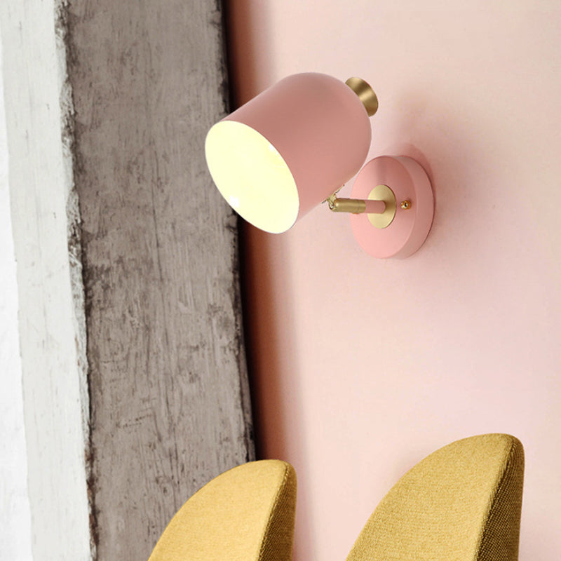 Cup Shade Dining Room Wall Lamp Metal 1 Bulb Nordic Stylish Sconce Light with Macaron Color