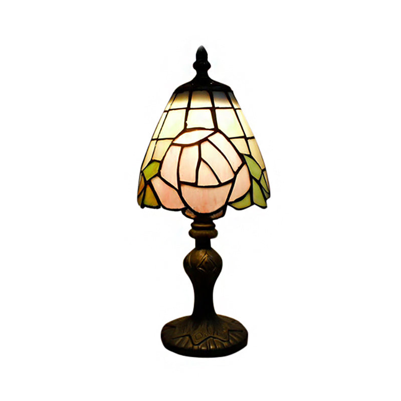 Lampada da tavolo rosa Lampada d'accento a 1 luce in vetro colorato rustico in bianco e rosa per comodino