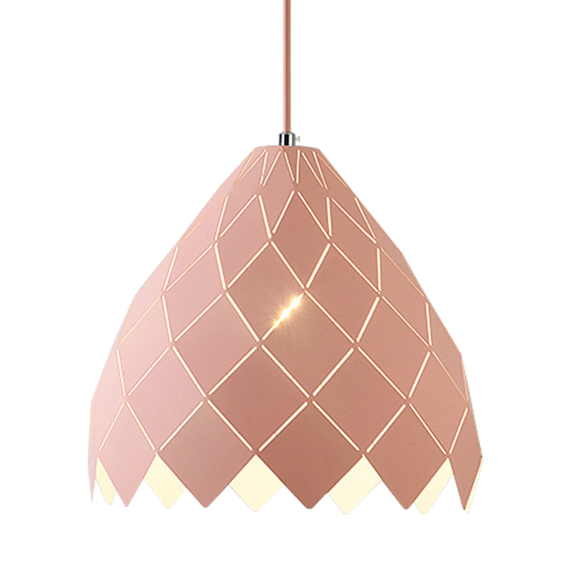 Macaron Pipe Cone Pendant Light 1 Head Metal Hanging Light for Restaurant Kitchen Island