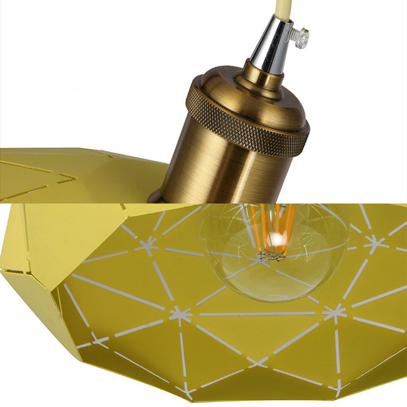 Macaron Facet Cap Shape Hanging Light Metal 1 Head Pendant Light for Kindergarten