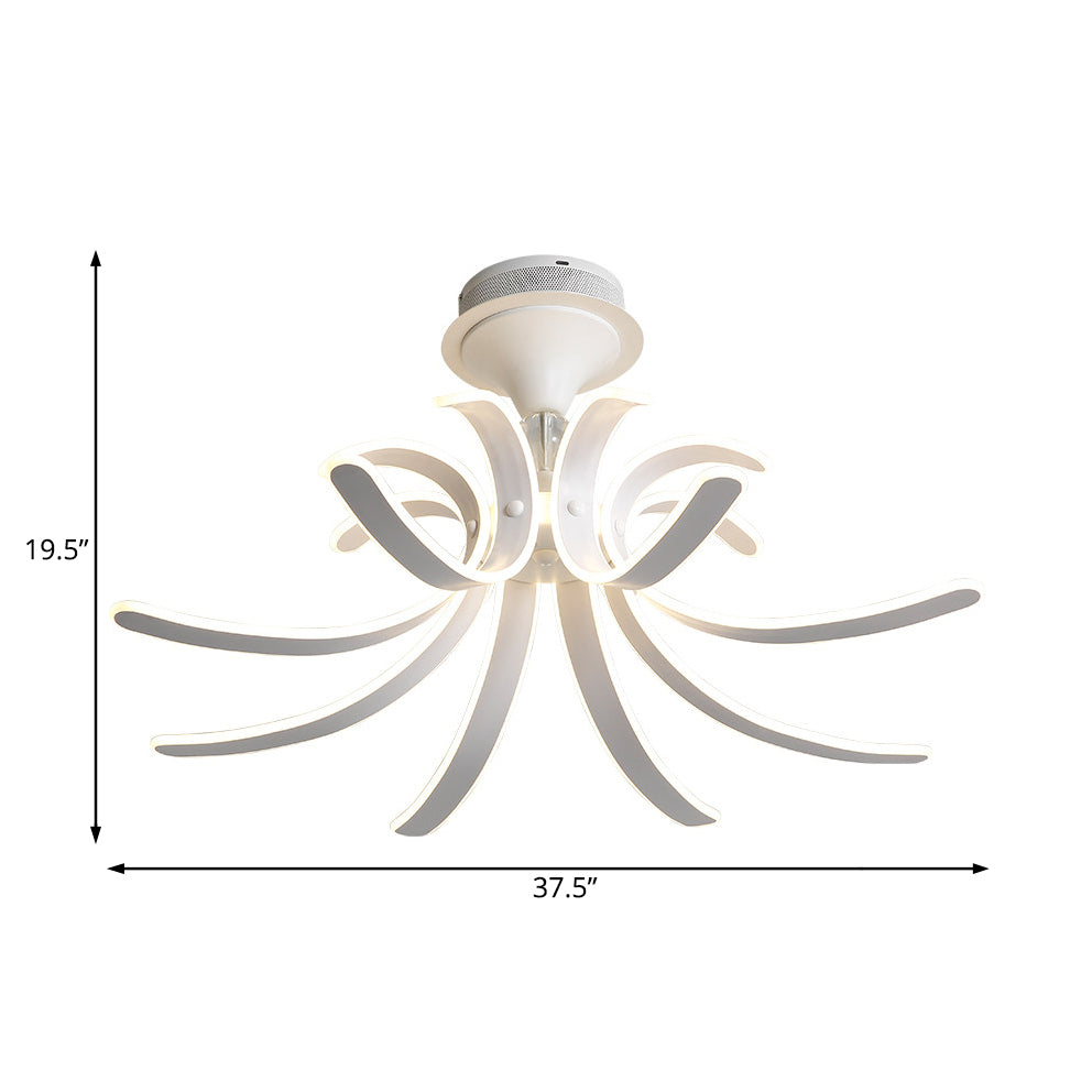 Spring acrylique semi à chasse d'éclairage Multi Lights modernes LED Blanc Semi Flush Plafond Light en blanc / lumière chaude