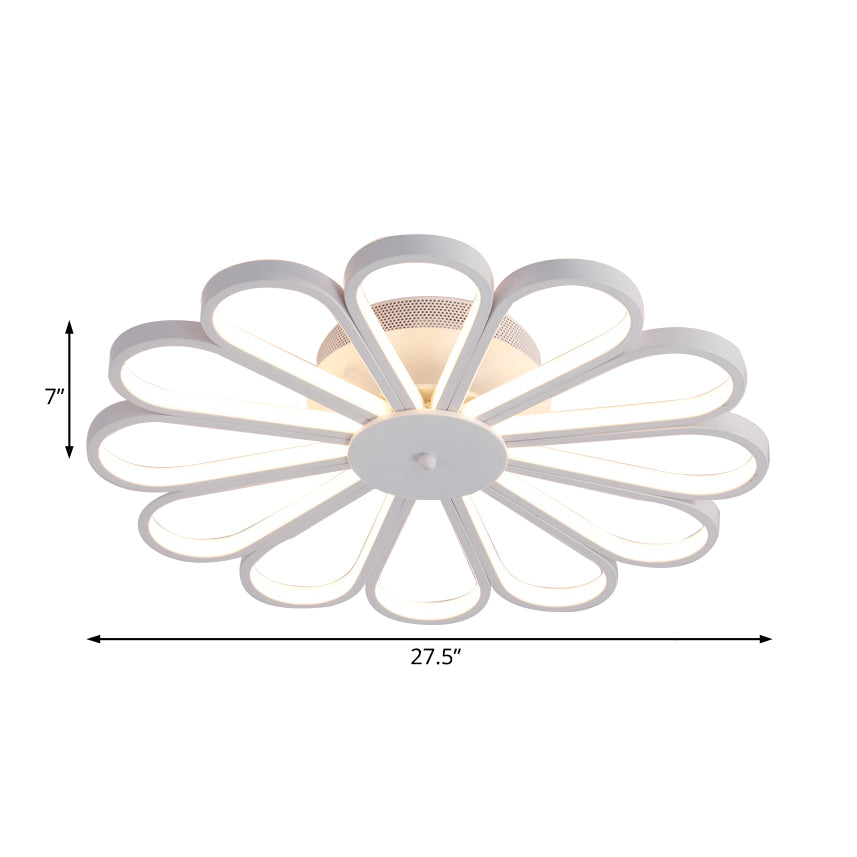 Fleur Fleurie Semi Flush Lighting Contemporain Acrylique Multi Lights LED blanc Semi Flush Plafond Lightture en blanc / clair léger chaud