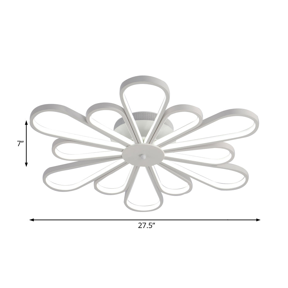 Forme de fleur en acrylique semi-flming monte moderniste multiclavanes à LED blanc semi-luminaire montage à la lumière en blanc / clair