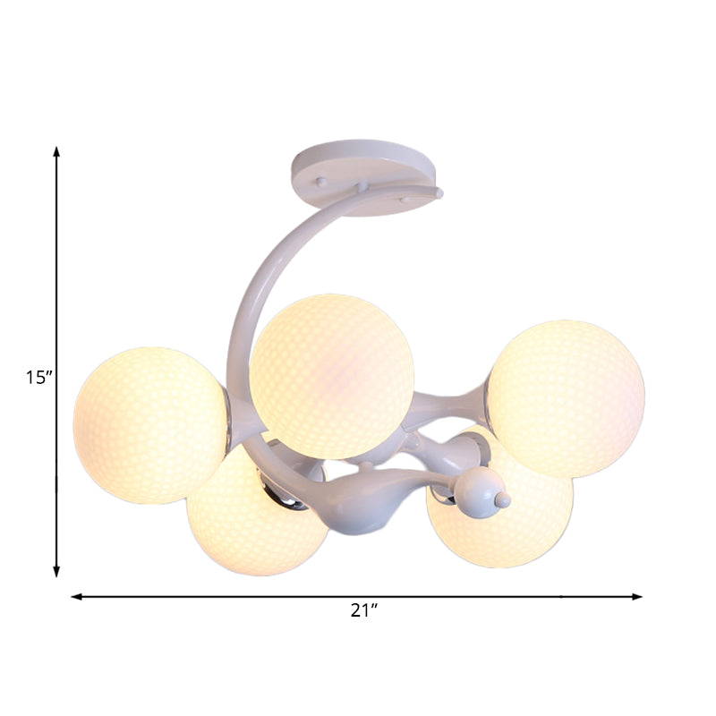 Weißer Glasball Halbflush -Halterung mit Sputnik Design Moderne Halbflush Mount Deckenleuchte für Schlafzimmer