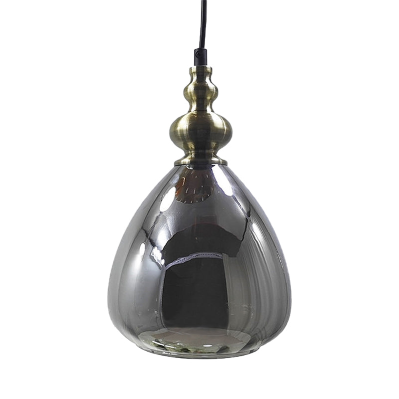 Pyramid Shade Restaurant Hanging Lamp Amber/Clear/Smoke Glass Single Bulb Modern Style Pendant Light