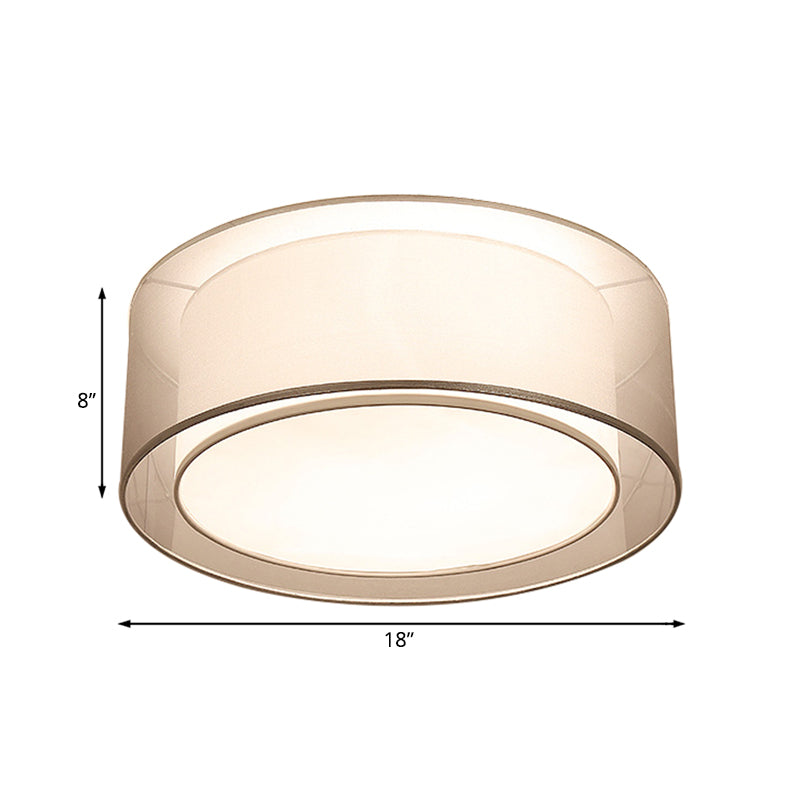 18"/19.5" Wide Drum Fabric Flush Mount Modernist 4 Lights Silver/Coffee Flush Mount Light Fixture for Bedroom