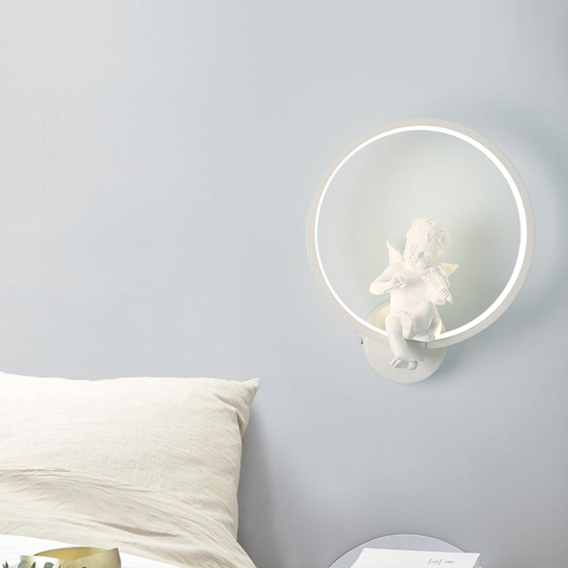 Modern White Wall Light with Angel Boy Ring Acrylic LED Sconce Light for Stair