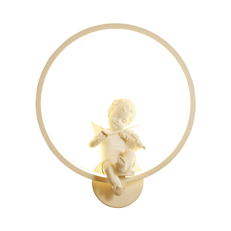 Modern White Wall Light with Angel Boy Ring Acrylic LED Sconce Light for Stair