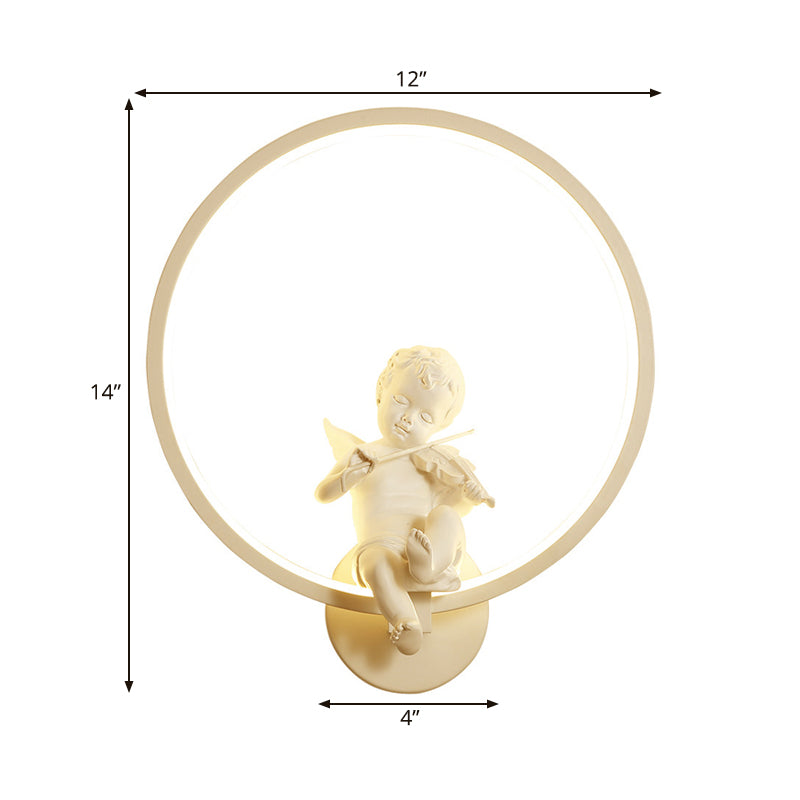 Modern White Wall Light with Angel Boy Ring Acrylic LED Sconce Light for Stair