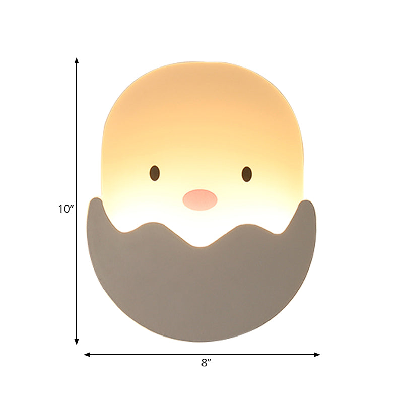 White Hatched Chick Wall Light Lovely Acrylic Sconce Light for Kids Bedroom Dining Room