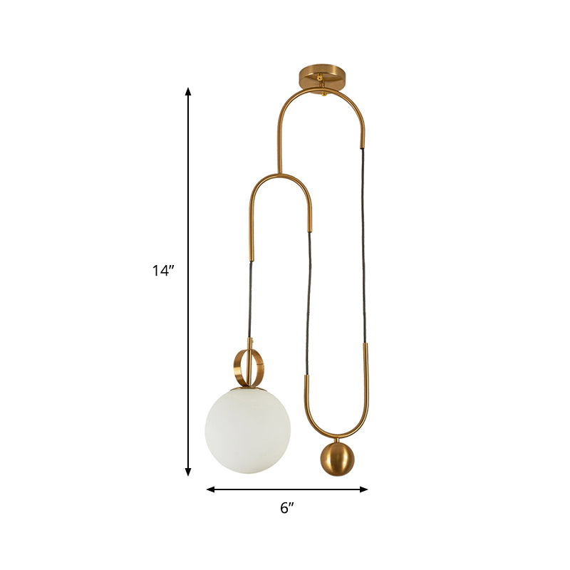 Postmoderne goldene hängende leichte Globus Schatten 1 Leichte Opalglas Anhängerlampe für Wohnzimmer