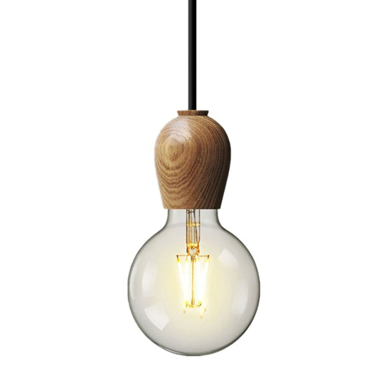Wooden Lamp Socket Pendant Lamp Kitchen Bedroom 1 Light Minimalist Style Suspension Light in Beige