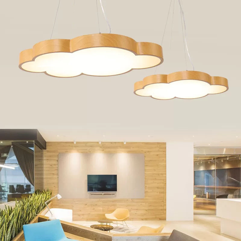 Kids Slim Cloud Pendant Light Acrylique Hanging Light en beige pour la salle de jeux