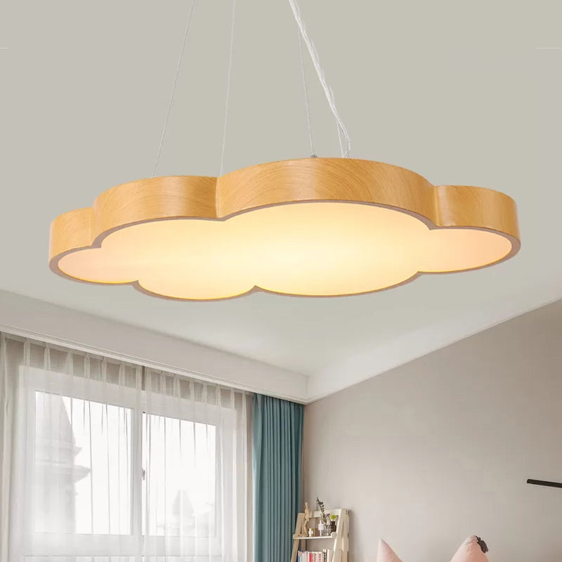 Kids Slim Cloud Pendant Light Acrylique Hanging Light en beige pour la salle de jeux