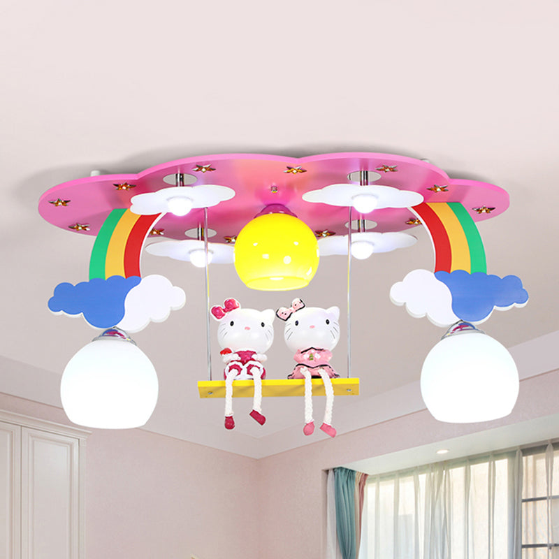 Luz de techo de la habitación del cielo de los niños del cielo 3 luces de techo de dibujos animados con Kitten