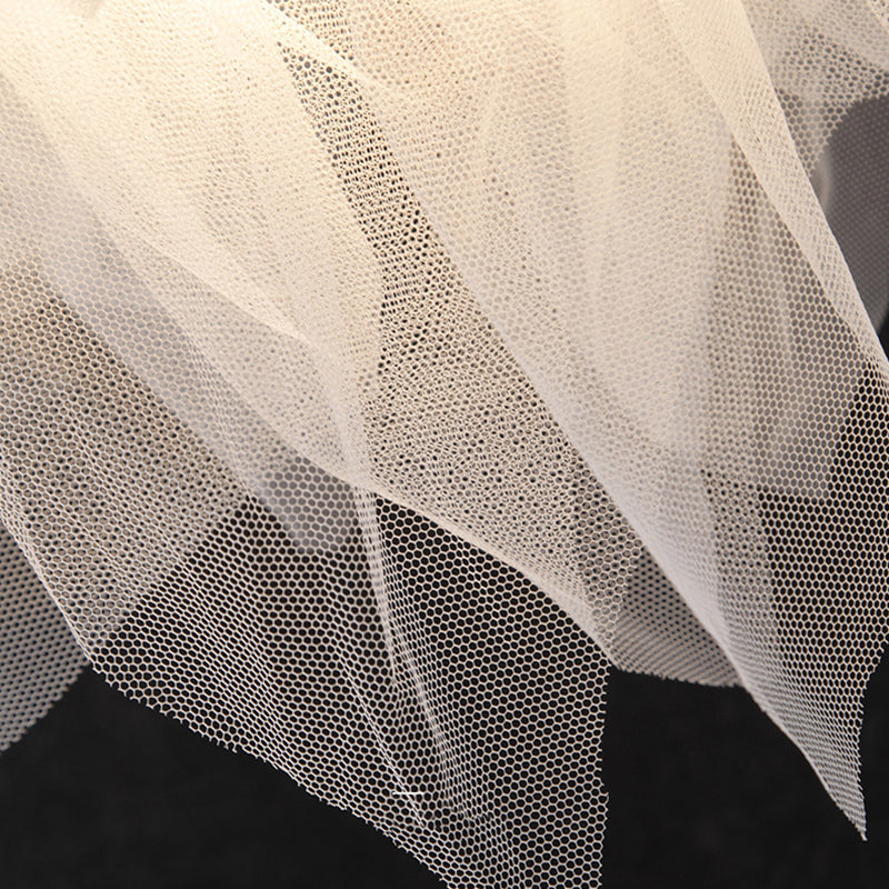 1 Light Floral Theme Pendant Lighting moderne joli tissu suspendu Light en blanc pour chambre à coucher