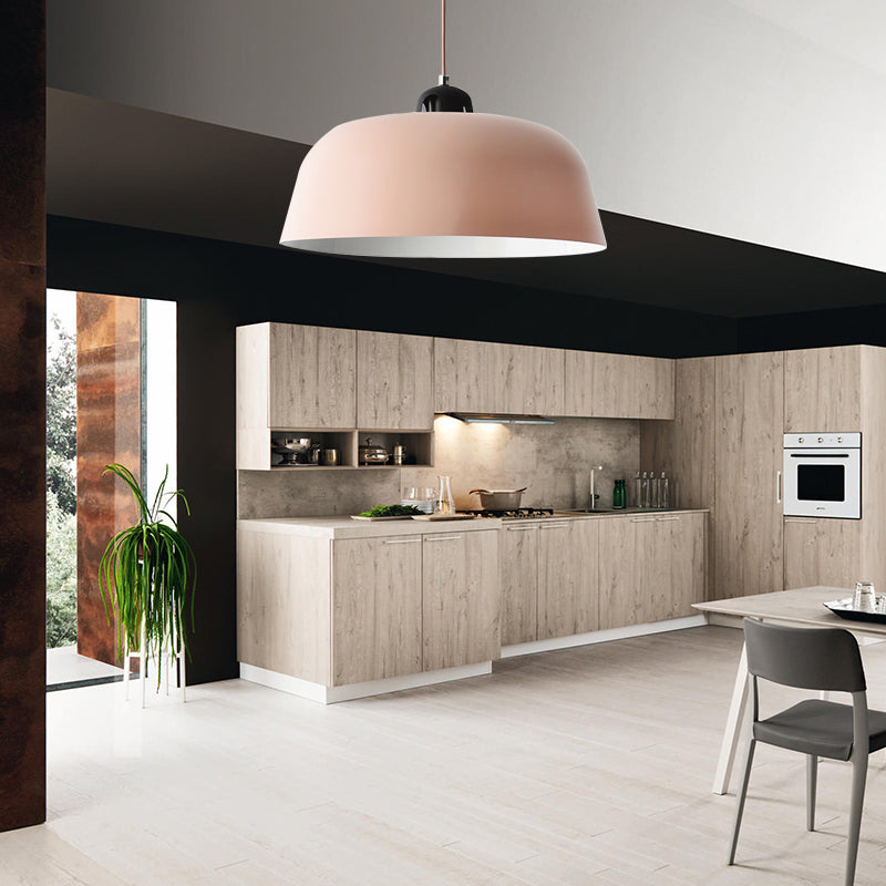Luce a sospensione a forma di barattolo macaron fienile 1 lampada a soffitto in metallo chiaro in blu/verde/giallo/rosa per bagno in camera infermieristica