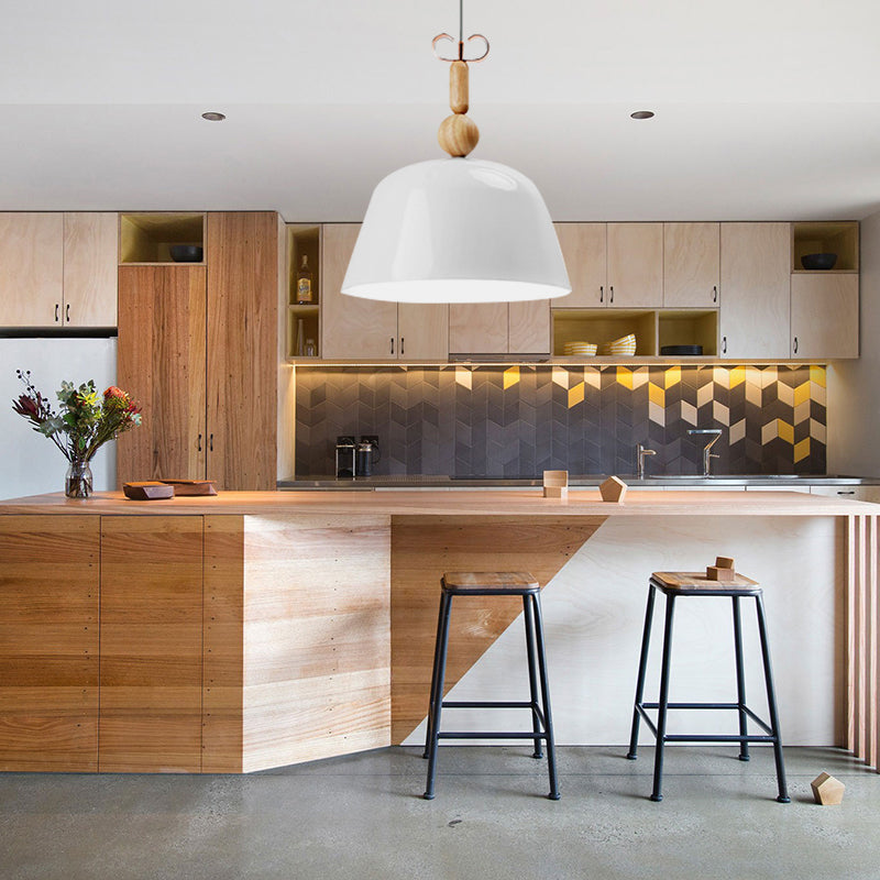 12 "/16" brede Noordse stijl Bell Pendant verlichting metalen enkel licht monochrome hangende lamp voor keukeneiland