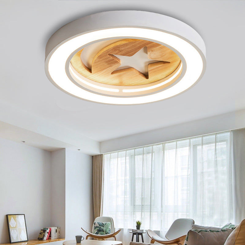 Slim Circle Kid Bedroom Ceiling Mount Light Acrylic Modern LED Ceiling Lamp with Star