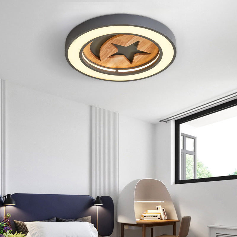 Slim Circle Kid Bedroom Ceiling Mount Light Acrylic Modern LED Ceiling Lamp with Star