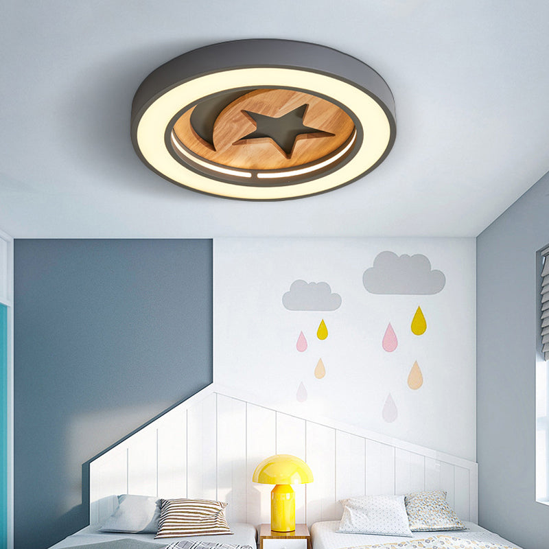 Slim Circle Kid Bedroom Ceiling Mount Light Acrylic Modern LED Ceiling Lamp with Star