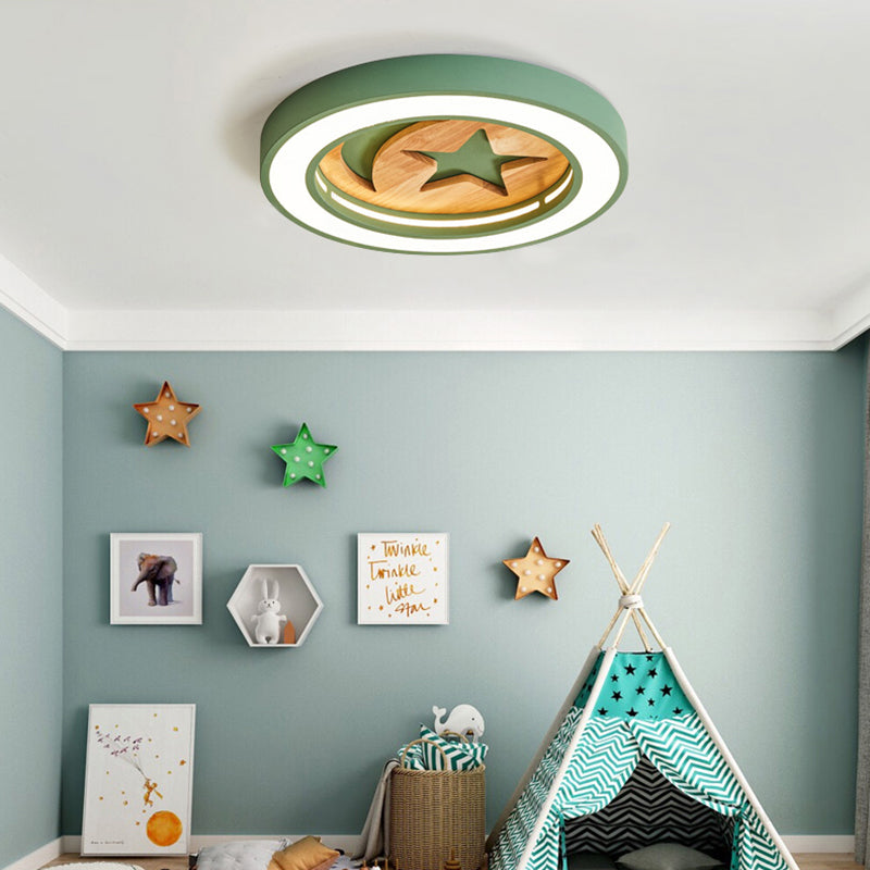 Slim Circle Kid Bedroom Ceiling Mount Light Acrylic Modern LED Ceiling Lamp with Star