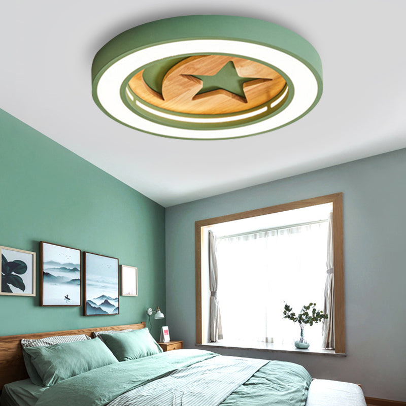 Slim Circle Kid Bedroom Ceiling Mount Light Acrylic Modern LED Ceiling Lamp with Star